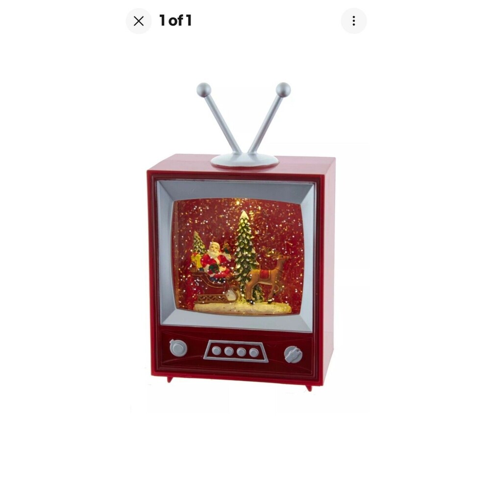 Kurt Adler 8.5-Inch Light Up Musical Water TV With Santa